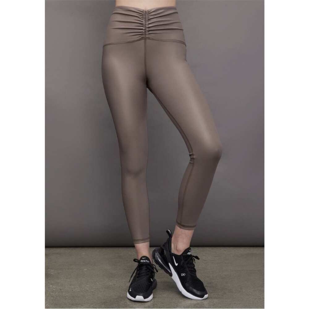 MICHI Palma Gloss scrunch legging in bronzed pewter